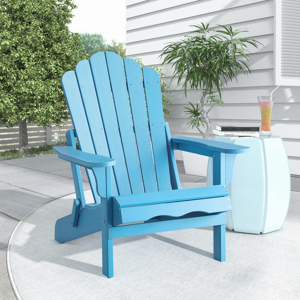 Yangming Blue Folding Plastic Adirondack Chairs Resin Weather Resistant ...