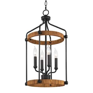 Pollack 60-Watt 4-Light Black Modern Pendant Light, No Bulb Included