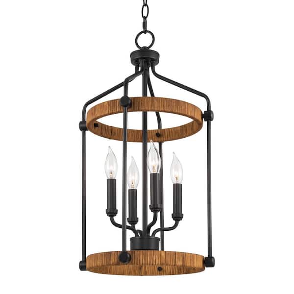 Kira Home Pollack 60-Watt 4-Light Black Modern Pendant Light, No Bulb Included