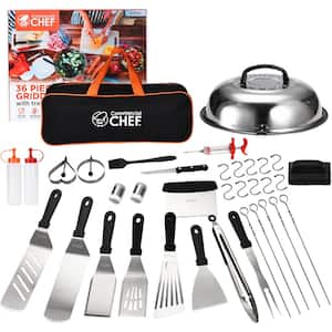 36-Piece Stainless Steel Griddle Accessories Kit - Flat Top Grill Utensils Accessories with Carry Bag