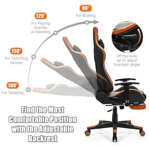Orange Upholstery Gaming Chair with Arms Reclining Racing Chair