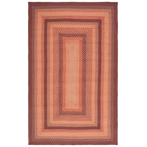 Braided Orange Rust 4 ft. x 6 ft. Abstract Border Area Rug