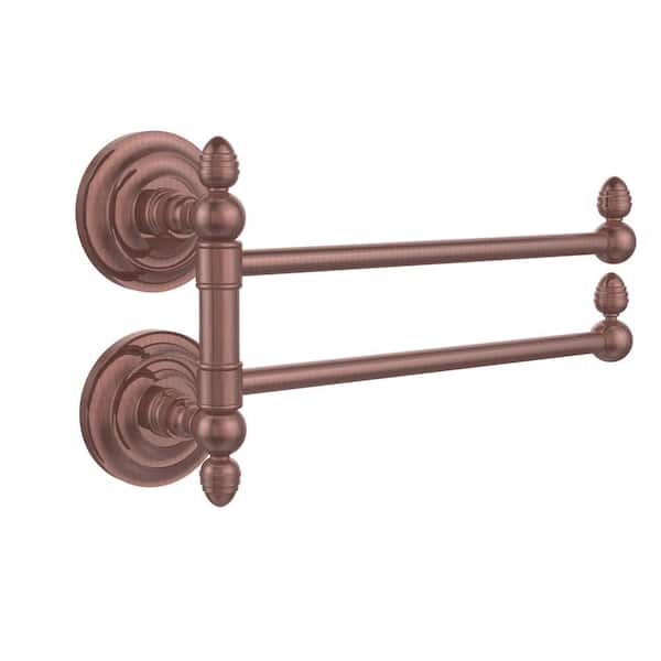 Allied Brass Que New Collection 2 Swing Arm Towel Rail in Antique Copper