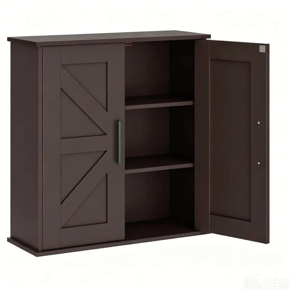 21.6 in. W x 23.6 in. H Brown Wall Mounted Medicine Cabinet without Mirror