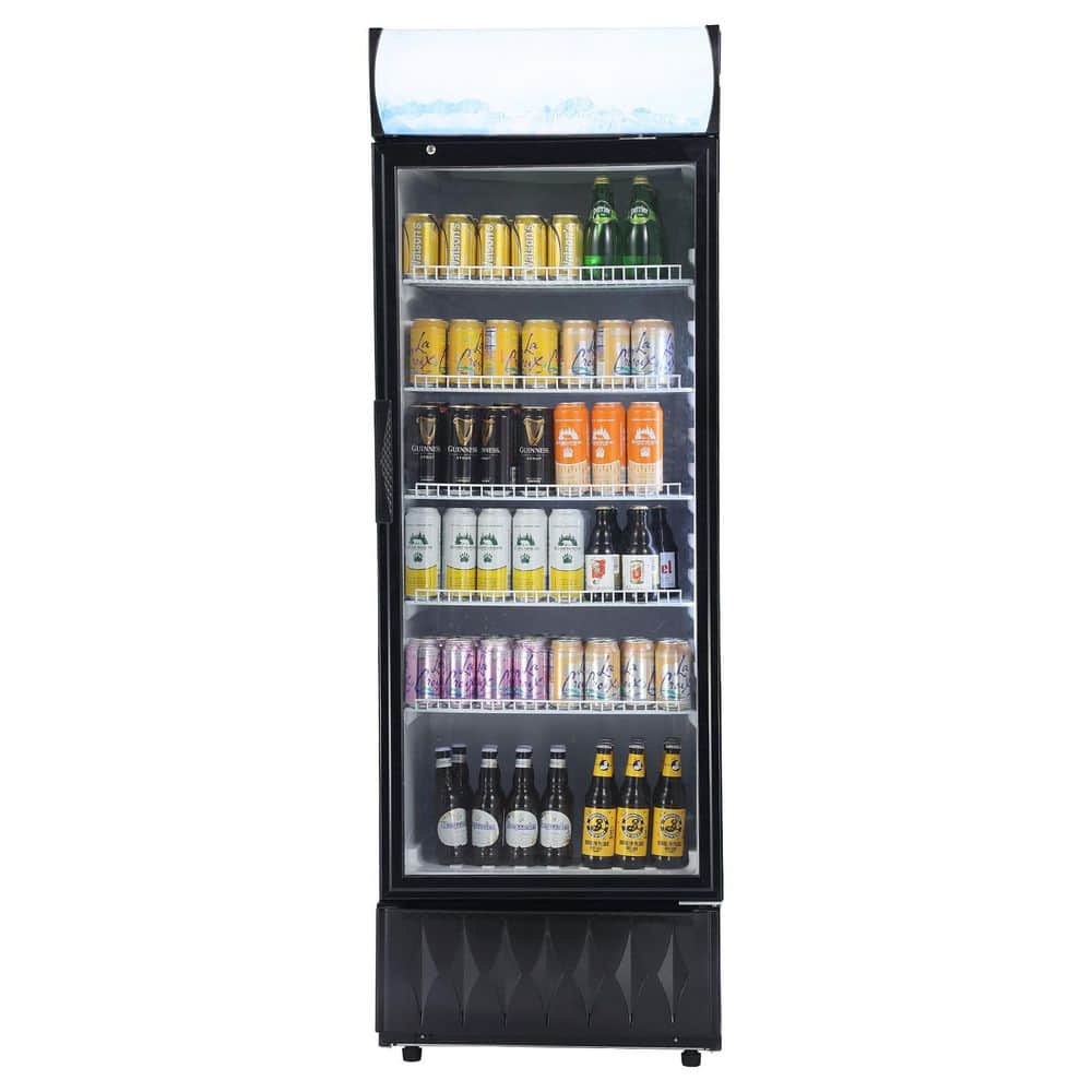 Commercial Merchandiser Refrigerator, 12.2 cu. ft. / 345 L Beverage Refrigerator Cooler, Glass Door Display, Black