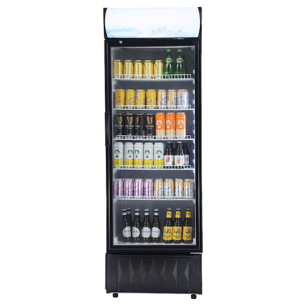 Commercial Merchandiser Refrigerator, 12.2 cu. ft. / 345 L Beverage Refrigerator Cooler, Glass Door Display, Black