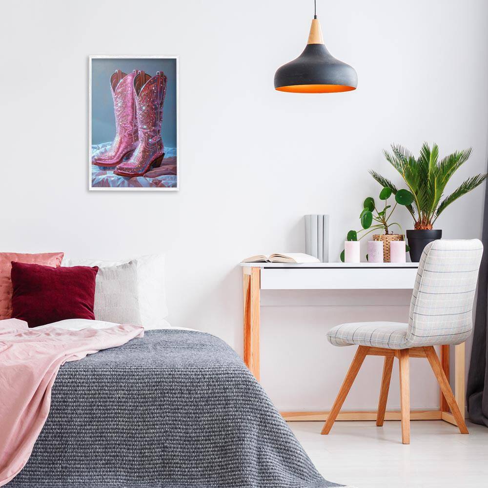 Dazzling Pink Glam Cowgirl Boots by LSR Creative Studio White Framed Abstract Giclee Art Print 24 in. x 16 in. price history on PriceWatchPro