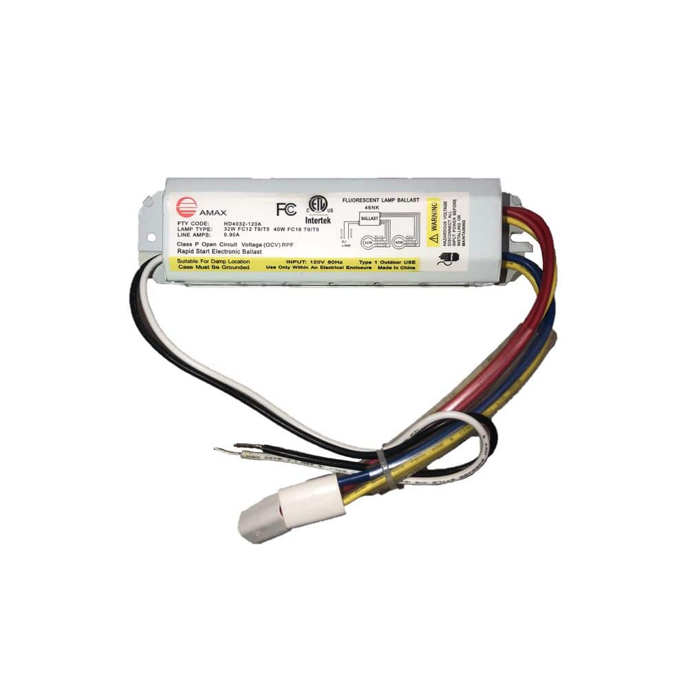 AMAX LIGHTING 120-Volt 6.63 in. Electronic Ballast 2 Lamp FC12T9/T5 and FC16T9/T5, White HD4032-120A WHT The Home Depot