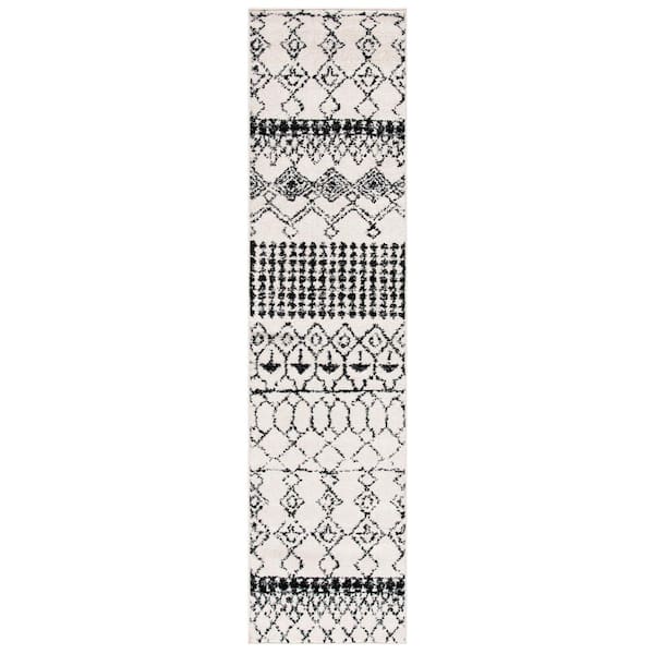 SAFAVIEH Tulum Ivory/Black 2 ft. x 21 ft. Moroccan Runner Rug