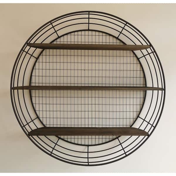 Peterson Artwares 3-Tier Rustic Round Iron Wall Shelf WK9002 - The Home ...