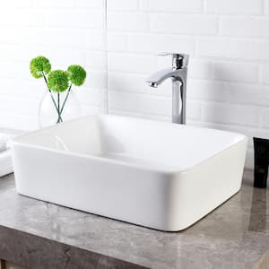 19 in. L x 15 in. W above Counter Ceramic Rectangle Bathroom Vessel Sink White