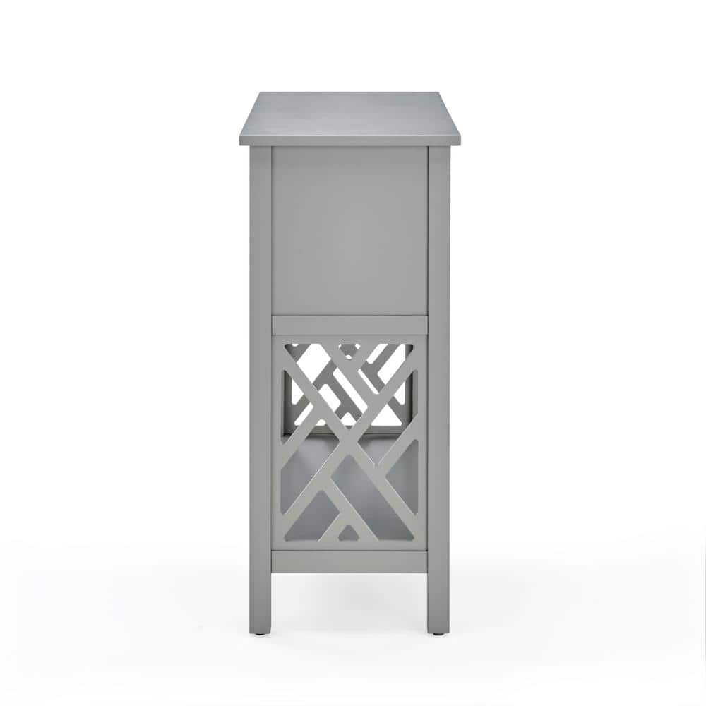 Gray Wood Console Table with 4 Drawers and Shelf