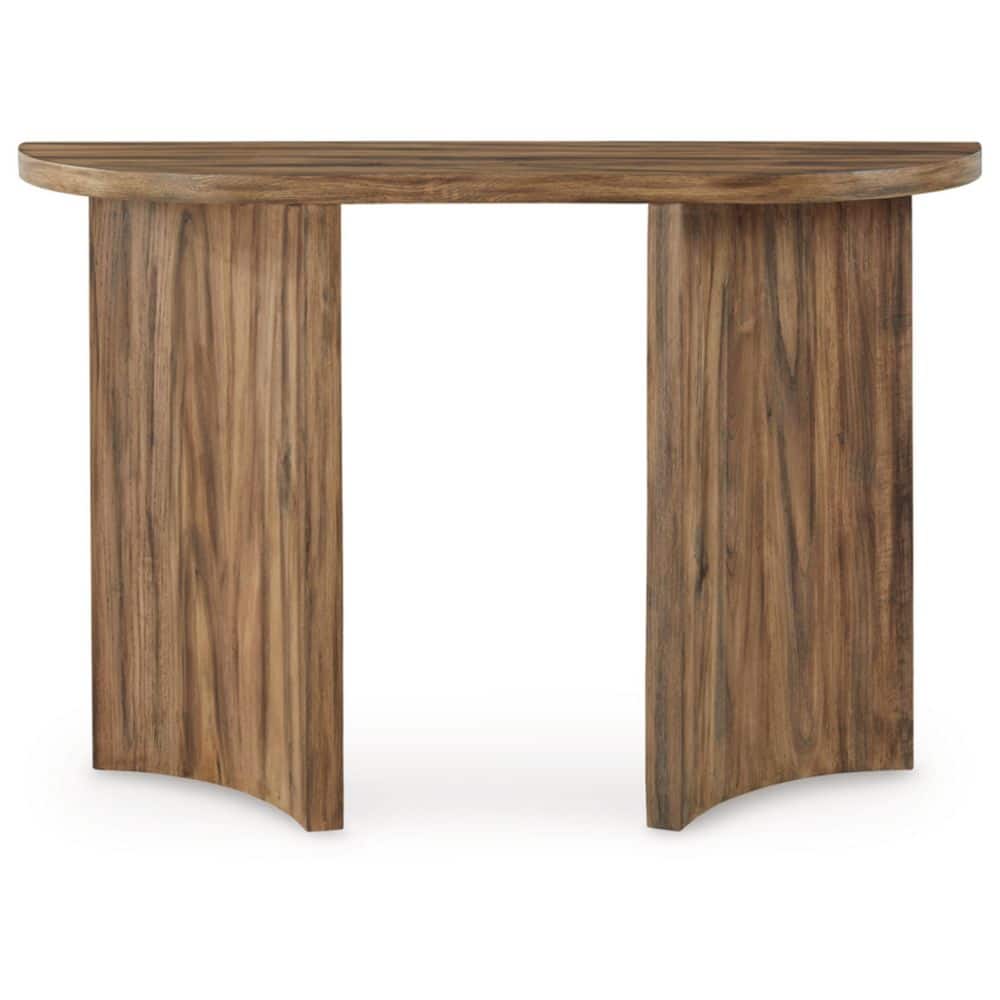 Austanny Medium Oak Modern Sofa Console with Plinth Base