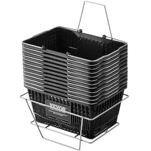 12PCS Shopping Baskets 21L Shopping Carts Trolley Basket Grocery Basket with Handle and Stand Shop Basket Bulk Black