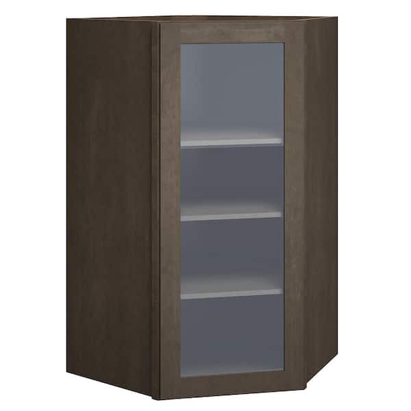 QuickShip Cottage 24 in. W x 12 in. D x 42 in. H Assembled Plywood Cut for Glass Specialty Wall Cabinet in Fieldstone