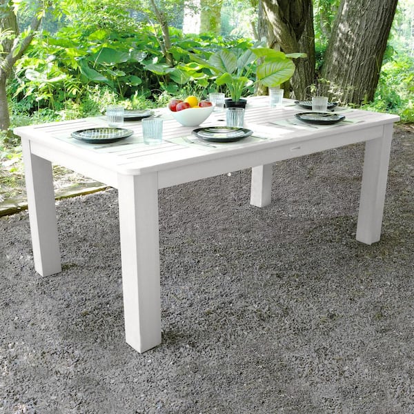 Highwood White Rectangular Recycled Plastic Outdoor Dining Table