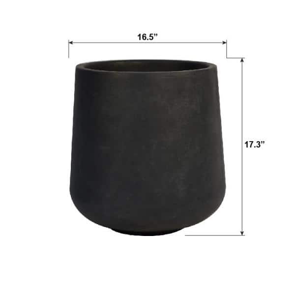 Charcoal Round Concrete Planter with Soft Curves, 20"
