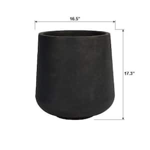 16.5 in. Dia Charcoal Lightweight Concrete Modern Outdoor Planter with Soft Curves
