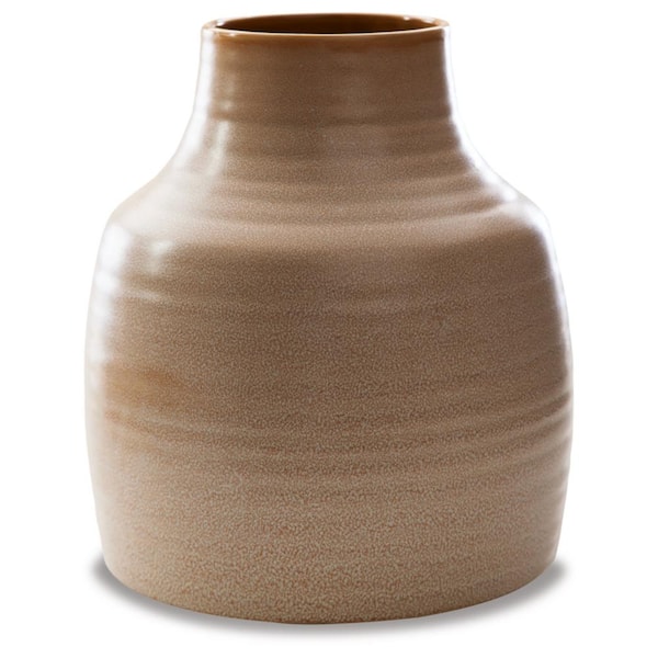 Signature DESIGN BY ASHLEY Millcott 11.41 in. Brown Ceramic Bud Decorative Vase