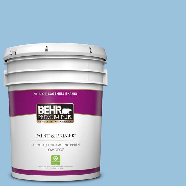 BEHR PREMIUM PLUS 5 gal. #M520-3 Charismatic Sky Eggshell Enamel Low Odor Interior Paint & Primer