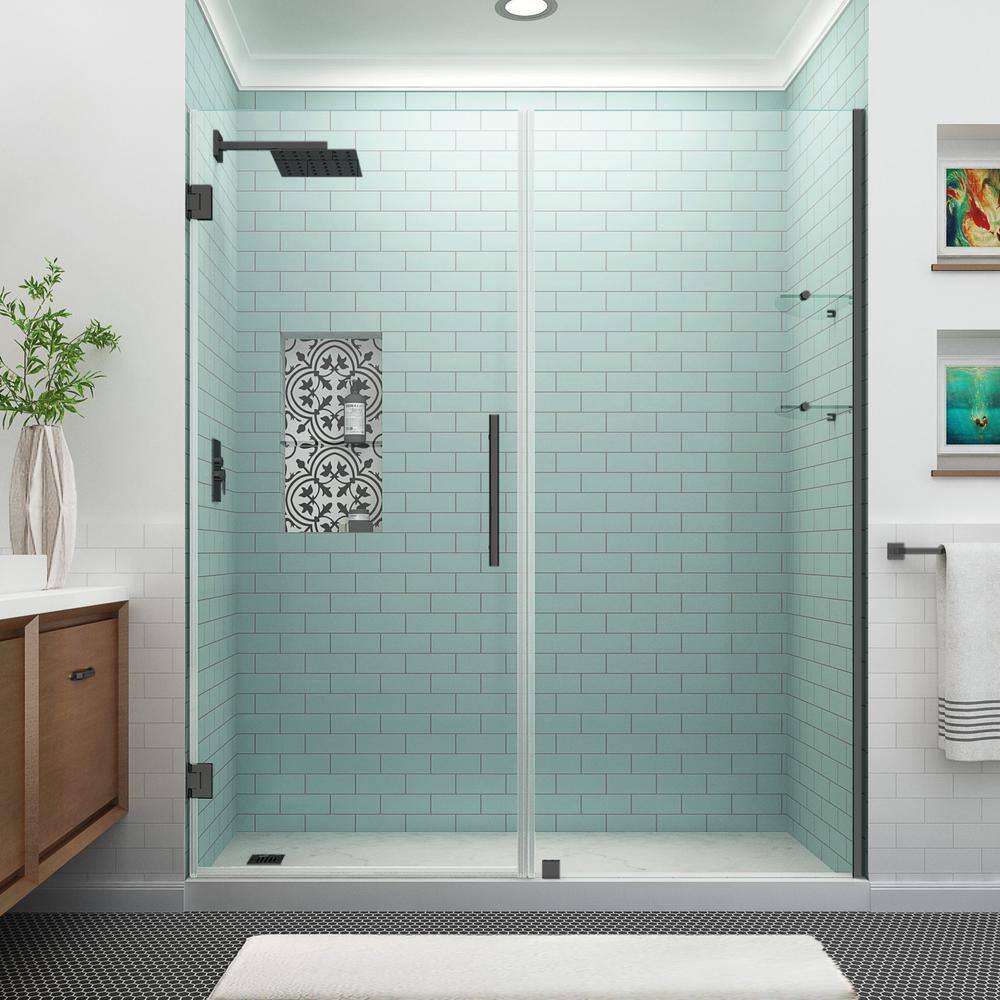 Belmore GS Frameless Clear Glass Hinged Shower Door in Matte Black