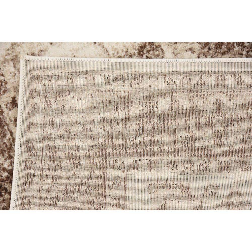 Ivory Floral 4' x 6' Stain-resistant Synthetic Rug