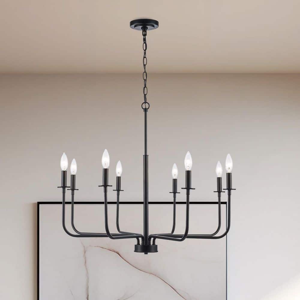 Bel Air Lighting Tennyson 8-Light Black Candle Chandelier 11658 BK