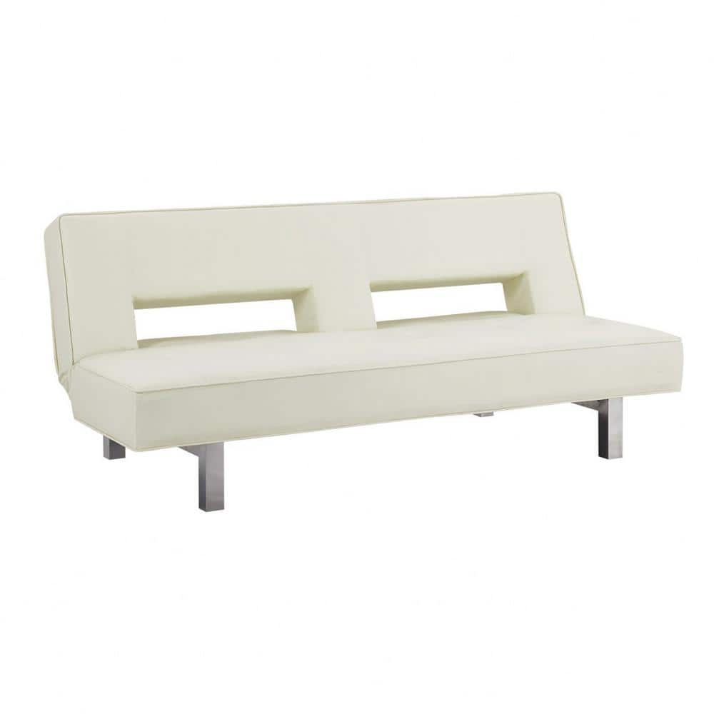 HOMESTOCK 1-Piece Cream Faux Leather Futon Frame 45914 - The Home Depot