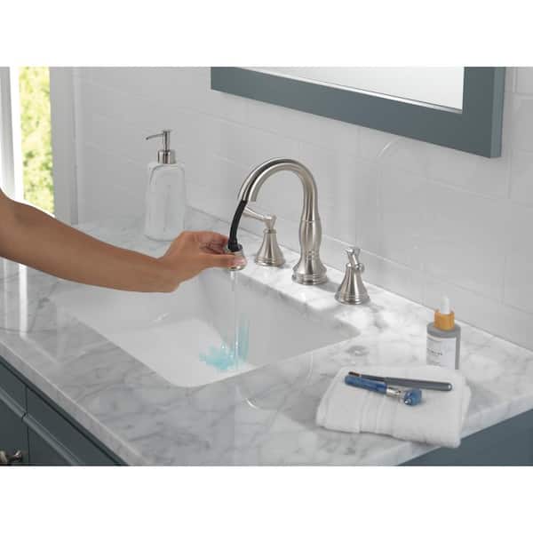 Cassidy 8 in. Widespread Double-Handle Bathroom Faucet with Pull-Down Spout in Stainless