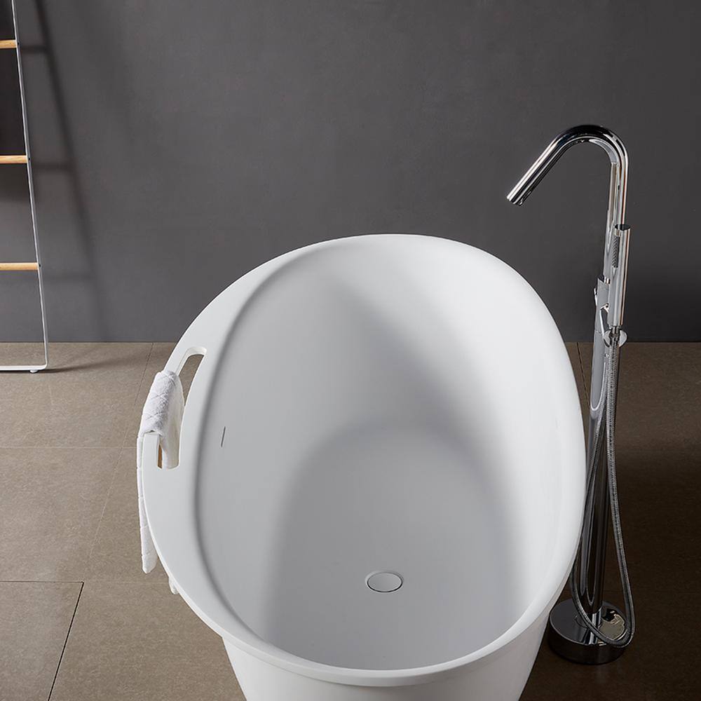65'' White Fiberglass Freestanding Soaking Bathtub