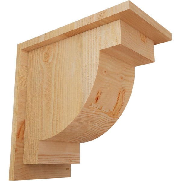 Ekena Millwork 8 in. x 14 in. x 14 in. Douglas Fir Alpine Rough Sawn Corbel with Backplate