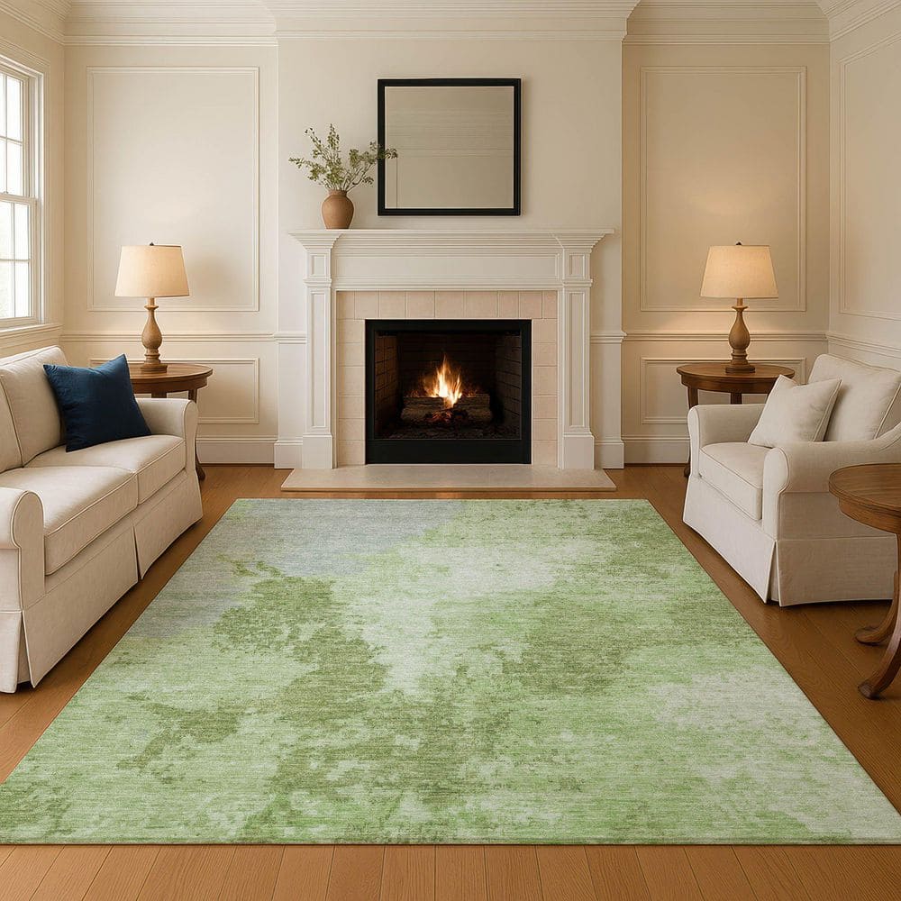 Mayfield Premium Machine Washable Abstract AMF1652 Aloe 8 ft. x 10 ft. Area Rug price history on PriceWatchPro