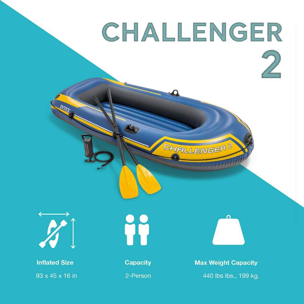 UPC 078257314874 product image for Challenger 2-Inflatable 2-Person with Oars and Air Pump Floating Boat Raft Set | upcitemdb.com