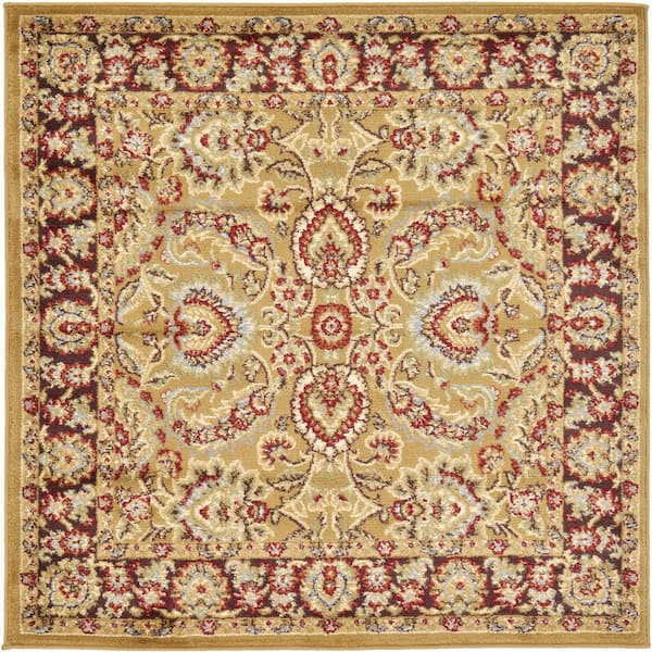 Unique Loom Voyage Asheville Tan 4' 0 x 4' 0 Square Rug