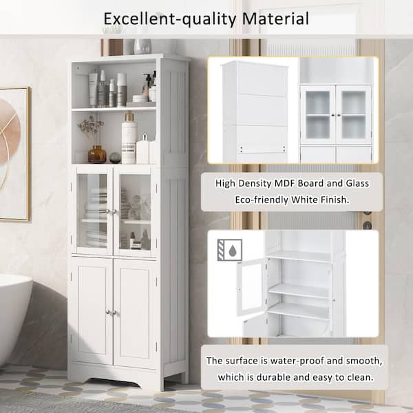 Small Bathroom Linen Tower Storage Cabinet, Cleaning Cabinet Photo