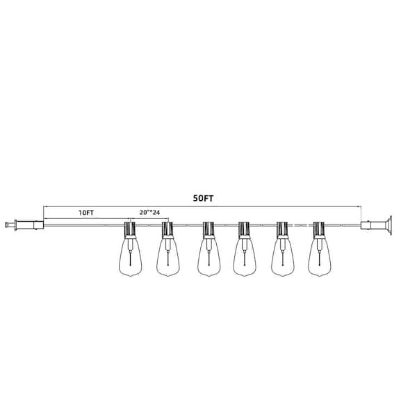 WYZM 25-Light 50 ft. Outdoo Plug-In LED E12 Outdoor String Light with  Shatterproof 2700K Warm White Waterproof E12-P - The Home Depot