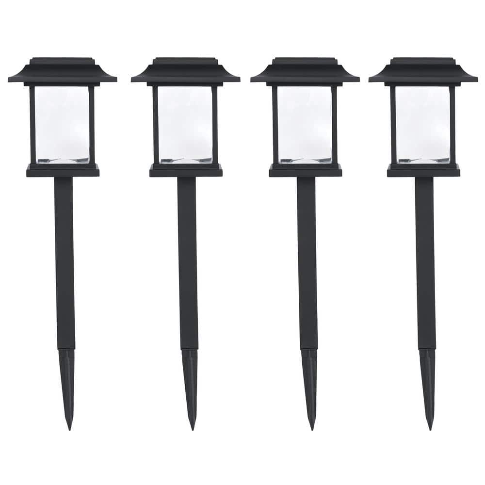 Hampton Bay 10 Lumens Black LED Weather Resistant Outdoor Solar Path