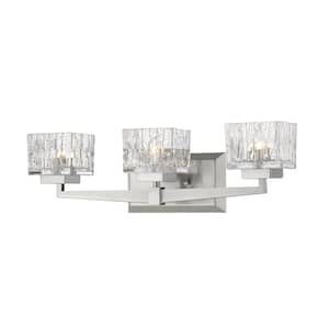 5.25 3-Light Brushed Nickel Vanity Light with Clear Glass Shade