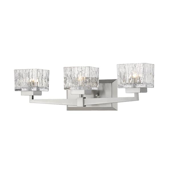 Unbranded 5.25 3-Light Brushed Nickel Vanity Light with Clear Glass Shade