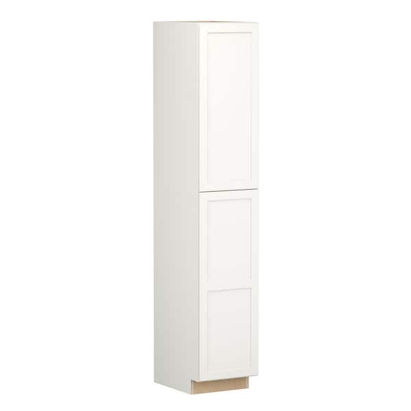 Shaker Full Overlay 18 in. W x 24 in. D x 96 in. H Plywood Assembled Utility Kitchen Cabinet in Linen White