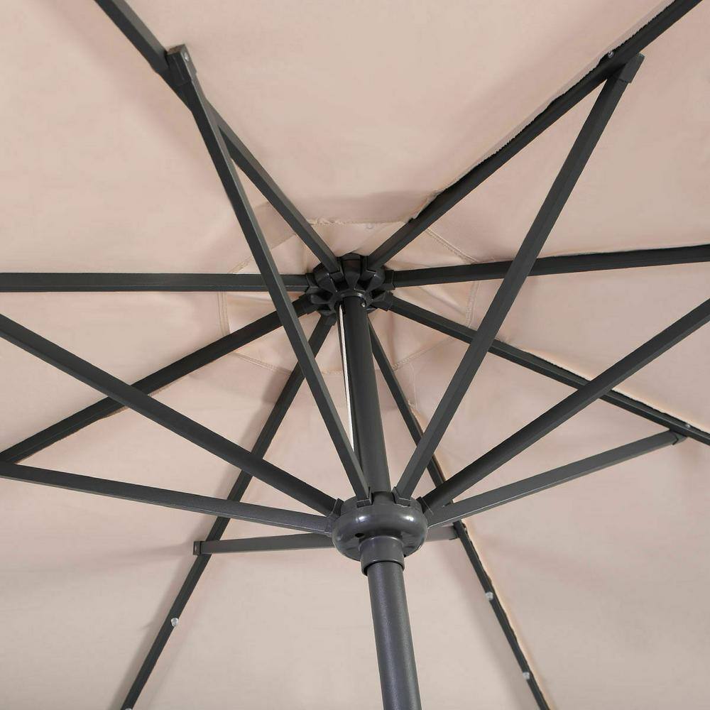 10ft Beige Solar LED Patio Umbrella with Steel Crank