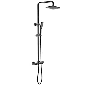 Modern Wall Bar Shower Kit 3-Spray Tub and Shower Faucet with Hand Shower in Matte Black (Valve Included)