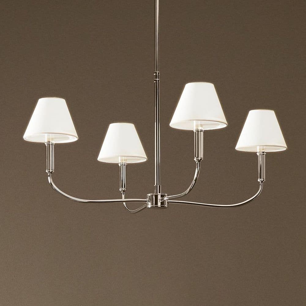 Eadie 30.75 in. 4-Light Polished Nickel Updated Traditional Dining Room Chandelier with White Fabric price history on PriceWatchPro