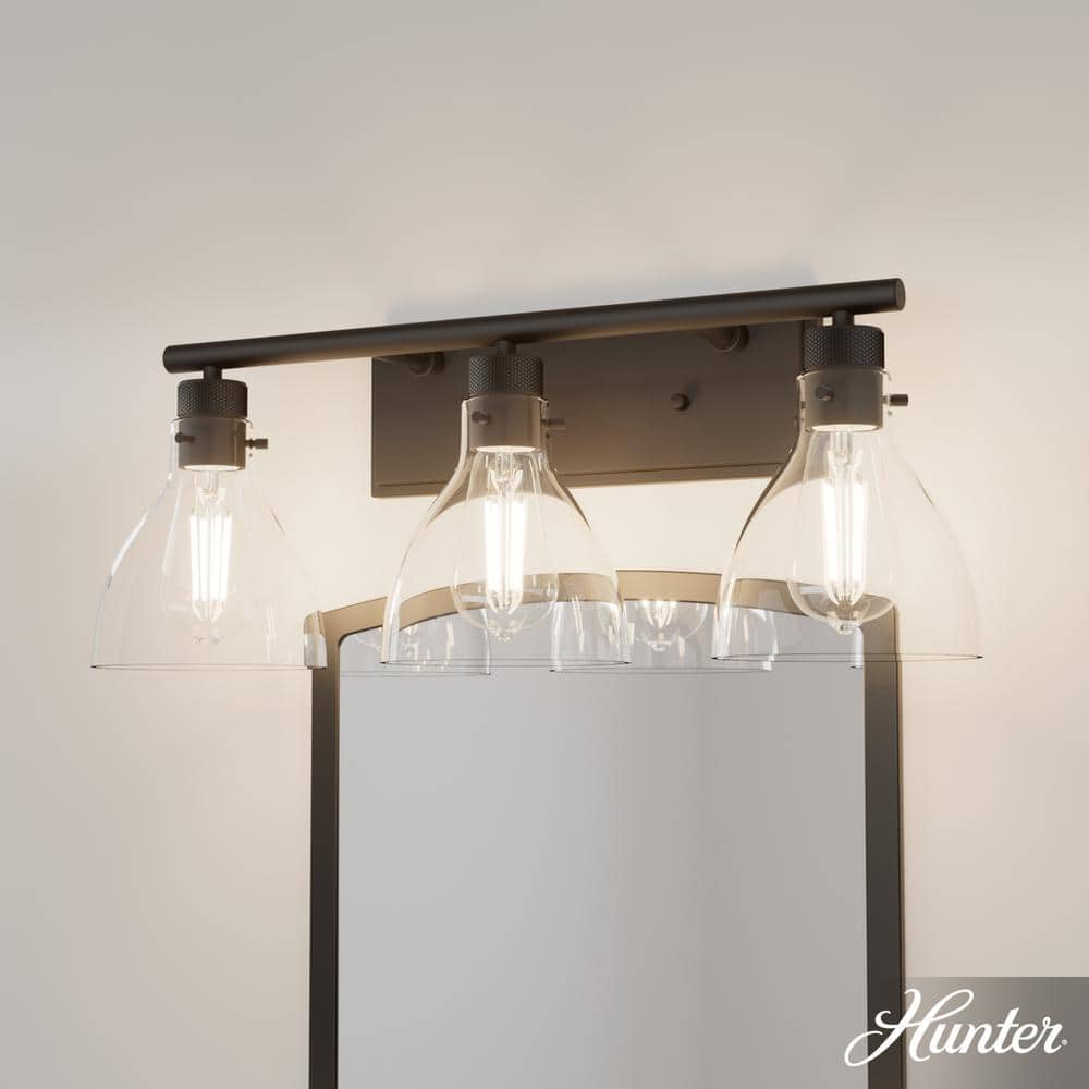 Van Nuys 23.5 in. 3-Light Matte Black Vanity Light with Clear Glass Shades price history on PriceWatchPro