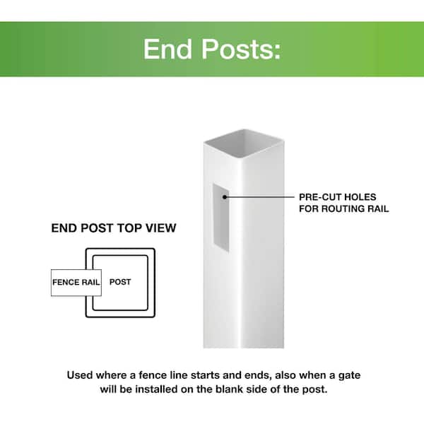 Freedom Post and Rail 7-ft H x 5-in W White Vinyl End Fence Post (Unassembled)