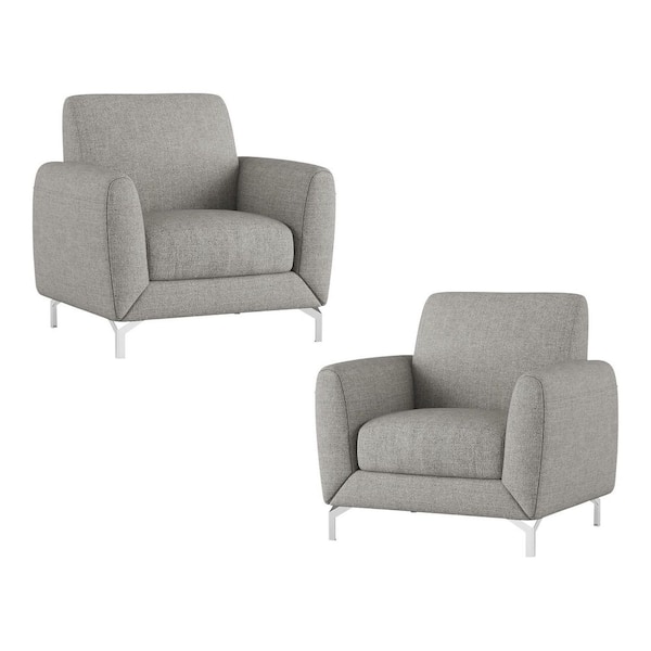 EVERGLADE HOME Nico Brown Textured Upholstery Accent Chair (Set of 2)
