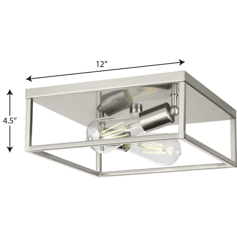 Elegant Square Brushed Nickel 12" Modern Flush Mount Ceiling Light