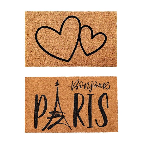 Bonjour Paris Natural 18 in. x 30 in. Sheltered Coconut Door Mat