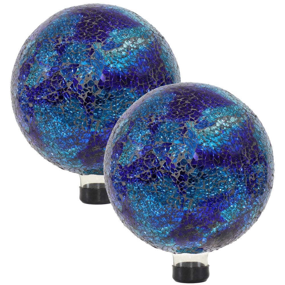 Sunnydaze Deep Ocean Swirl Crackled Glass Gazing Globe-10 in. ZIB