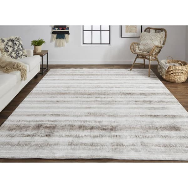 2 ft. x 8 ft. Tan, Ivory Abstract Area Rug